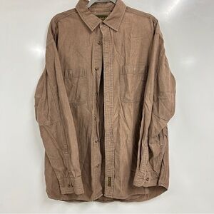0192 Timberland Brown Button Up Shirt | Vintage Workwear Utility Overshirt